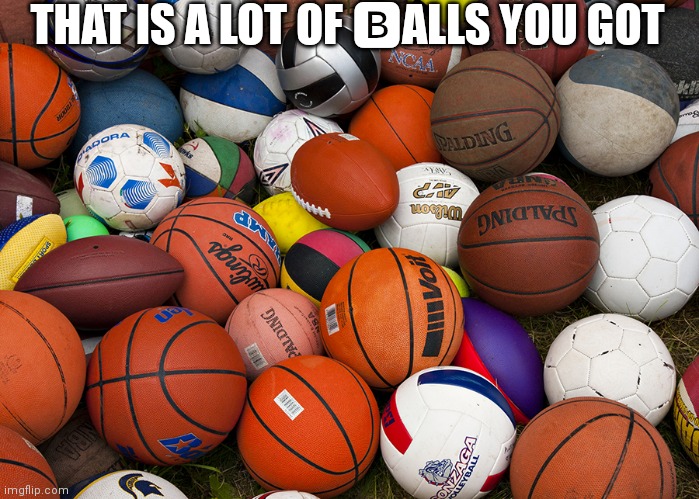 Haha I am so unfunny | THAT IS A LOT OF 🅱ALLS YOU GOT | image tagged in sports balls | made w/ Imgflip meme maker