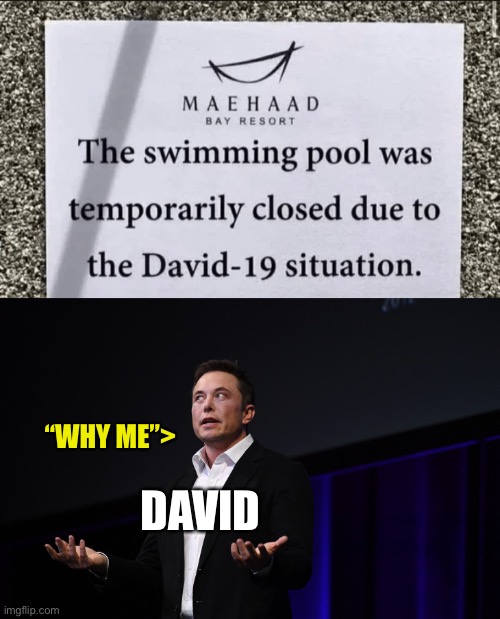 “WHY ME”>; DAVID | image tagged in why me | made w/ Imgflip meme maker