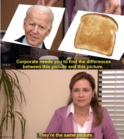 Toast | image tagged in they're the same picture,biden,toast | made w/ Imgflip meme maker