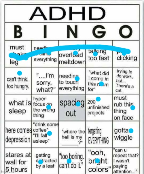 adhd bingo | image tagged in adhd bingo | made w/ Imgflip meme maker