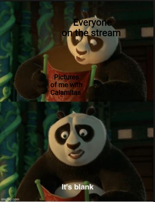 Its Blank | Everyone on the stream; Pictures of me with Calamitas | image tagged in its blank | made w/ Imgflip meme maker