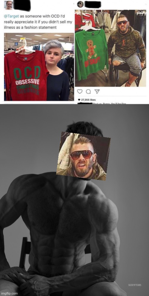 Reposted content | image tagged in giga chad | made w/ Imgflip meme maker