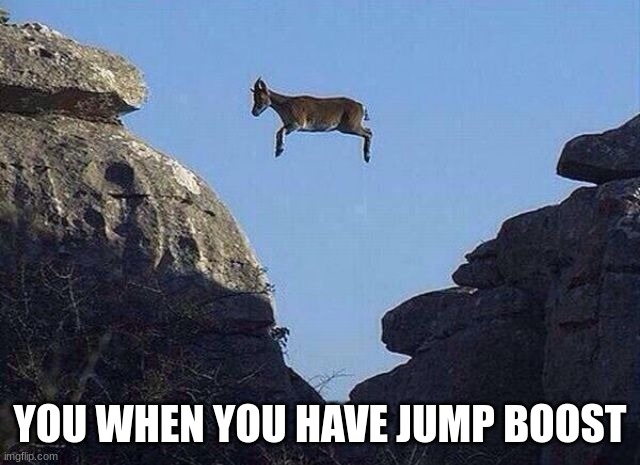 Whatever floats your goat | YOU WHEN YOU HAVE JUMP BOOST | image tagged in whatever floats your goat | made w/ Imgflip meme maker