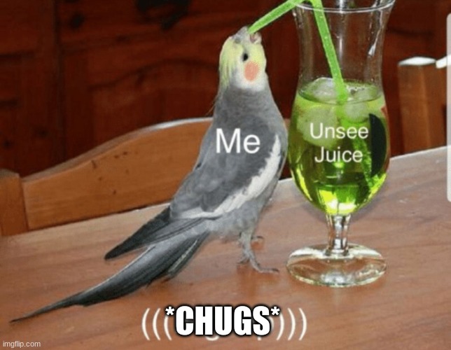 Unsee juice | *CHUGS* | image tagged in unsee juice | made w/ Imgflip meme maker