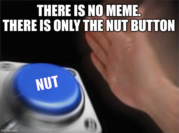There is only nut and nothing else | THERE IS NO MEME.
THERE IS ONLY THE NUT BUTTON; NUT | image tagged in memes,blank nut button | made w/ Imgflip meme maker