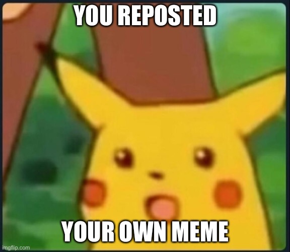 Surprised Pikachu | YOU REPOSTED YOUR OWN MEME | image tagged in surprised pikachu | made w/ Imgflip meme maker