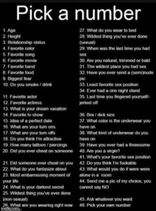 Pick a number | image tagged in pick a number | made w/ Imgflip meme maker