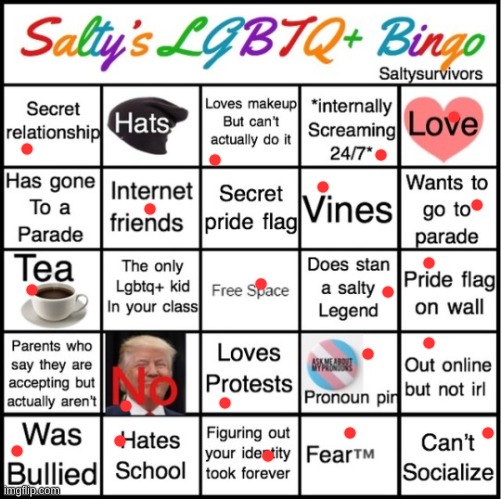 yep | image tagged in the pride bingo | made w/ Imgflip meme maker