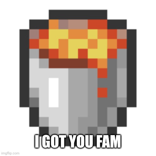 Lava Bucket | I GOT YOU FAM | image tagged in lava bucket | made w/ Imgflip meme maker
