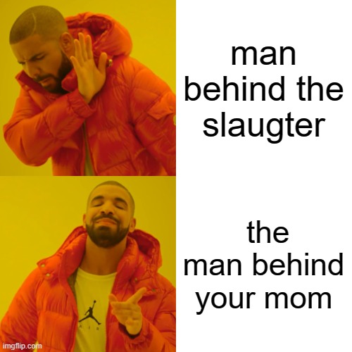 man behind the slaugter the man behind your mom | image tagged in memes,drake hotline bling | made w/ Imgflip meme maker