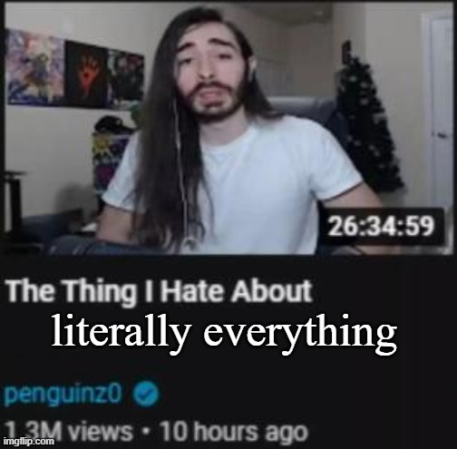 The Thing I Hate About ___ | literally everything | image tagged in the thing i hate about ___ | made w/ Imgflip meme maker