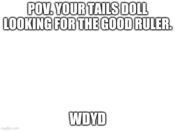 Oh cod | POV. YOUR TAILS DOLL LOOKING FOR THE GOOD RULER. WDYD | image tagged in blank white template | made w/ Imgflip meme maker