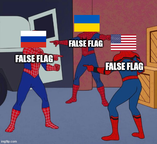 FALSE FLAG; FALSE FLAG; FALSE FLAG | made w/ Imgflip meme maker