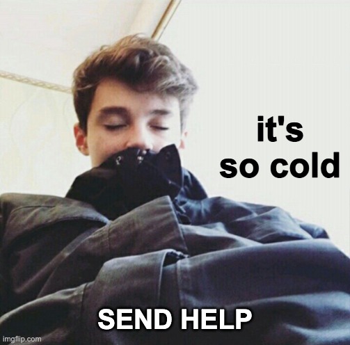 SOS. I AM BACK IN THE COLD PLACE. | it's so cold; SEND HELP | image tagged in memes,unfunny | made w/ Imgflip meme maker