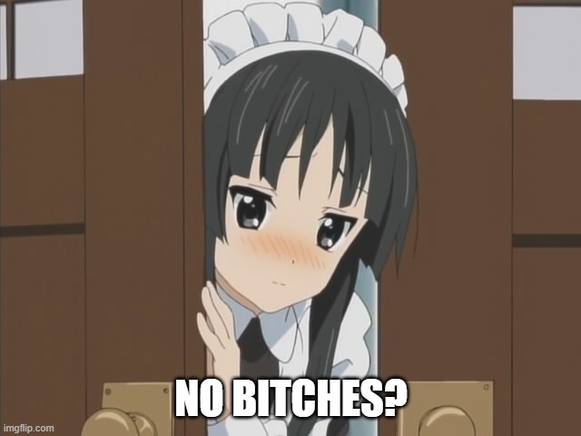 No Bitches? Mio Akiyama | NO BITCHES? | image tagged in k-on,mio akiyama,no bitches | made w/ Imgflip meme maker