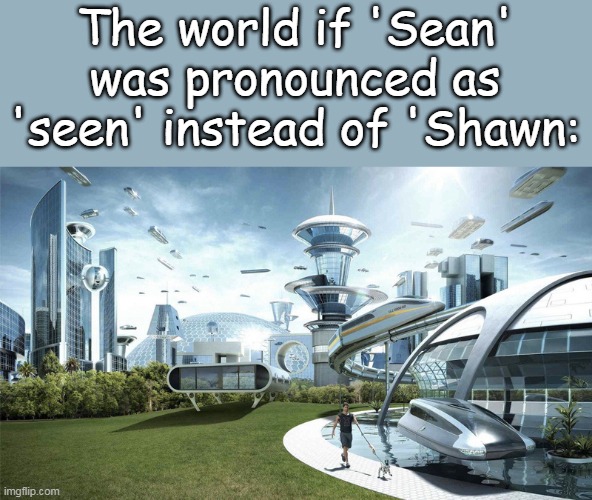 The future world if | The world if 'Sean' was pronounced as 'seen' instead of 'Shawn: | image tagged in the future world if | made w/ Imgflip meme maker