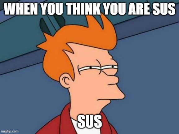 Futurama Fry Meme | WHEN YOU THINK YOU ARE SUS; SUS | image tagged in memes,futurama fry | made w/ Imgflip meme maker