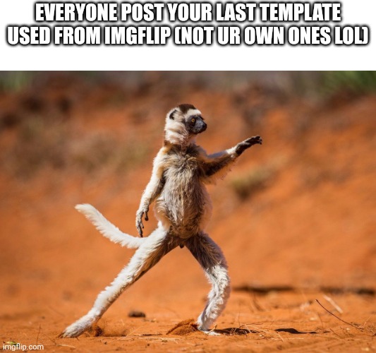 Dancing monkey | EVERYONE POST YOUR LAST TEMPLATE USED FROM IMGFLIP (NOT UR OWN ONES LOL) | image tagged in dancing monkey | made w/ Imgflip meme maker
