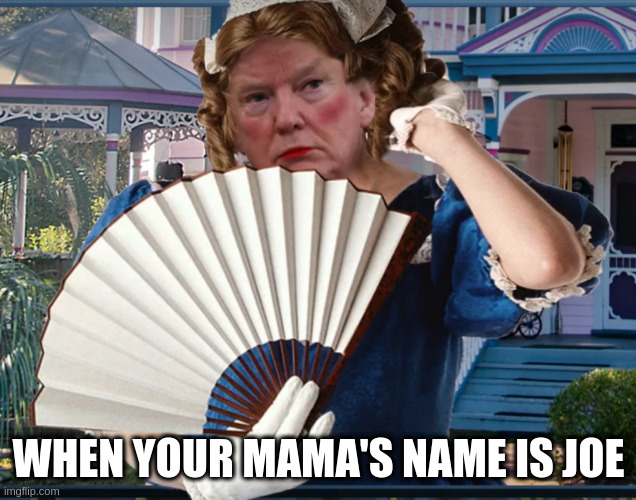Southern Belle Trumpette | WHEN YOUR MAMA'S NAME IS JOE | image tagged in southern belle trumpette | made w/ Imgflip meme maker