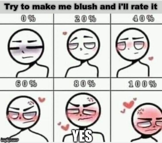 yes | YES | image tagged in make me blush | made w/ Imgflip meme maker