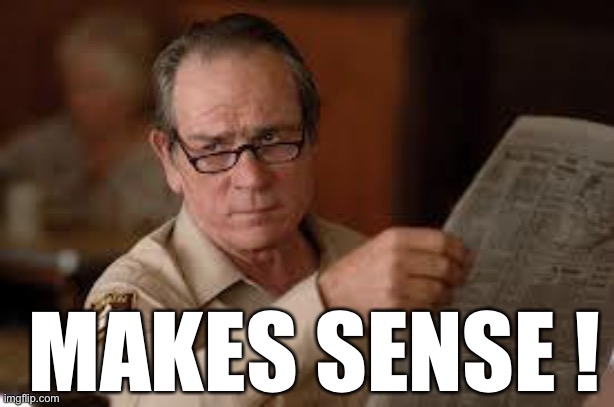 no country for old men tommy lee jones | MAKES SENSE ! | image tagged in no country for old men tommy lee jones | made w/ Imgflip meme maker