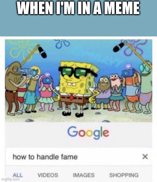 How to handle fame | WHEN I'M IN A MEME | image tagged in how to handle fame | made w/ Imgflip meme maker