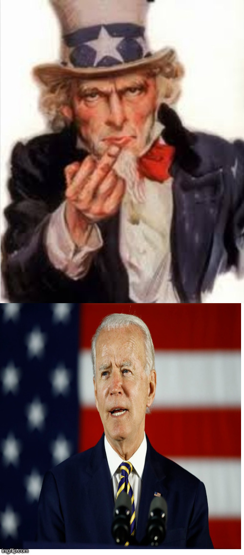Uncle Sam flips off Joe Biden | image tagged in uncle sam flipping off who,memes,anti-communist,middle finger,angry | made w/ Imgflip meme maker