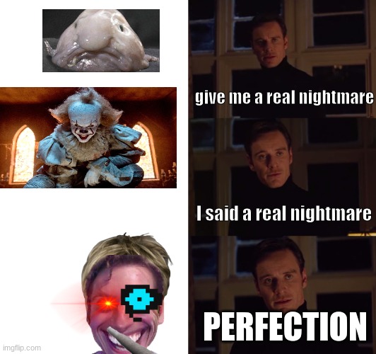 perfection | give me a real nightmare; I said a real nightmare; PERFECTION | image tagged in perfection | made w/ Imgflip meme maker
