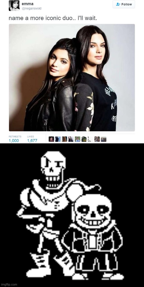 image tagged in name a more iconic duo,sans and papyrus | made w/ Imgflip meme maker
