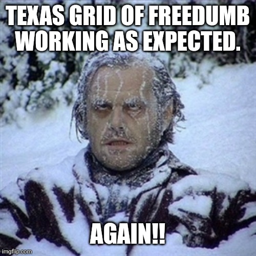 You ain't no takin ma freedumb! | TEXAS GRID OF FREEDUMB WORKING AS EXPECTED. AGAIN!! | image tagged in conservative,republican,texas,trump supporter,liberal,democrat | made w/ Imgflip meme maker