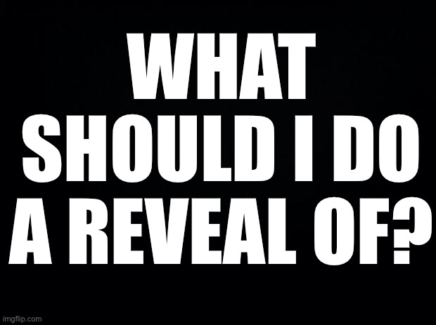 Black background | WHAT SHOULD I DO A REVEAL OF? | image tagged in black background | made w/ Imgflip meme maker