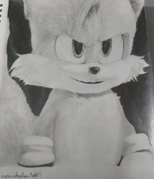 Hi guys I'm new to this stream! I love drawing Sonic characters and here is a recent one I drew! | image tagged in tails,drawing,sonic movie | made w/ Imgflip meme maker