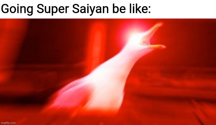 Going Super Saiyan be like: | image tagged in memes,blank transparent square | made w/ Imgflip meme maker