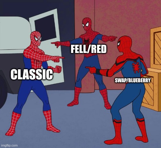 Spider Man Triple | FELL/RED; CLASSIC; SWAP/BLUEBERRY | image tagged in spider man triple | made w/ Imgflip meme maker