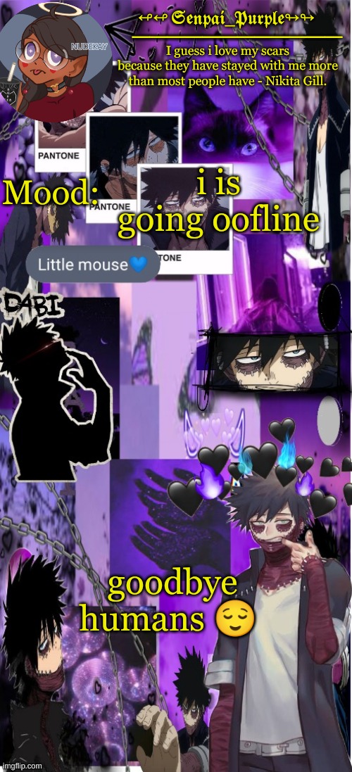 Dabi Temp :D | i is going oofline; goodbye humans 😌 | image tagged in yes i made this a temp yet another anime boy temp uwu | made w/ Imgflip meme maker