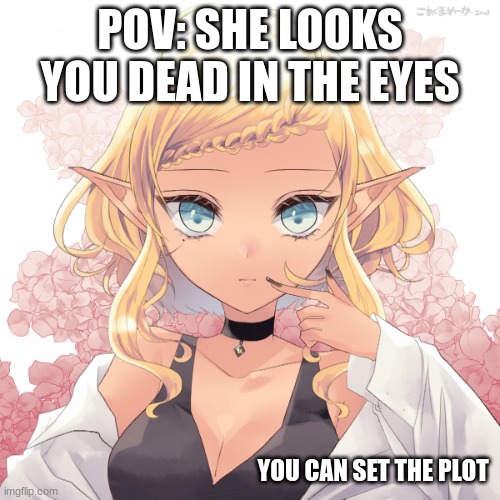 POV: SHE LOOKS YOU DEAD IN THE EYES; YOU CAN SET THE PLOT | made w/ Imgflip meme maker