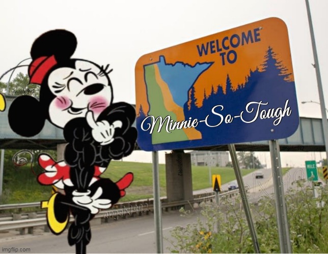 image tagged in minnie mouse,minnesota,tough,muscles,trans,disney | made w/ Imgflip meme maker