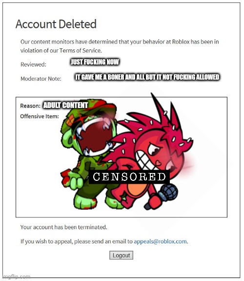 This is a real type of roblox account deletion - Imgflip