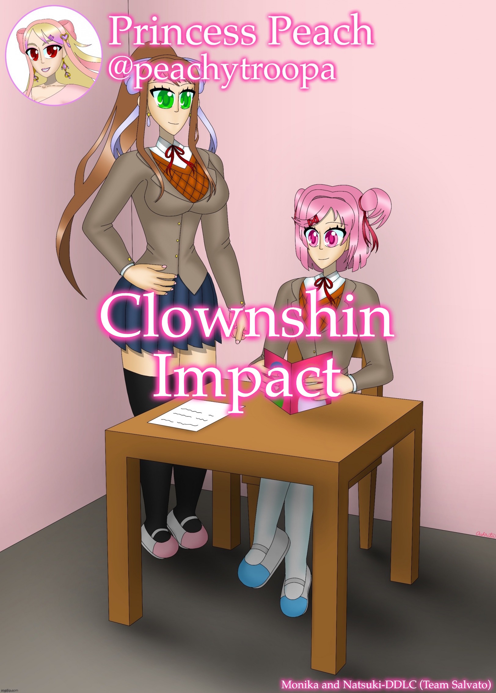 Sephiroth is a gay furry | Clownshin Impact | image tagged in monika and natsuki | made w/ Imgflip meme maker