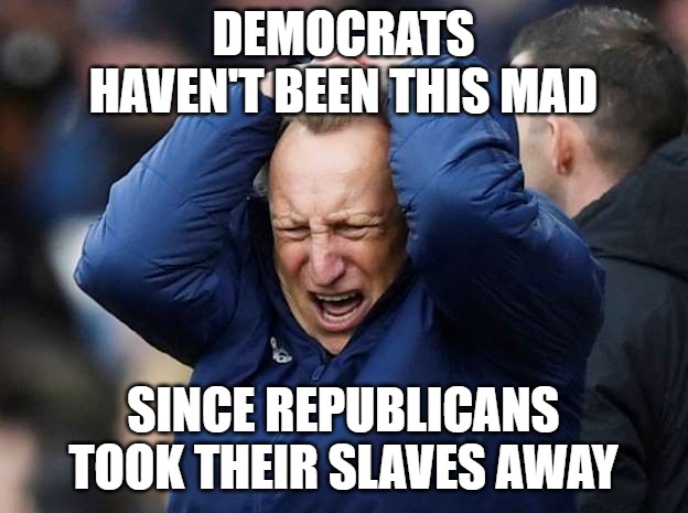 Angry Democrats |  DEMOCRATS HAVEN'T BEEN THIS MAD; SINCE REPUBLICANS TOOK THEIR SLAVES AWAY | image tagged in angry disbelief in old white man,slavery,pissed off,democrats,crying democrats,angry liberal | made w/ Imgflip meme maker
