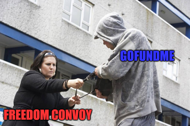 Gofund me Thieves | GOFUNDME; FREEDOM CONVOY | image tagged in mugged,robbery | made w/ Imgflip meme maker