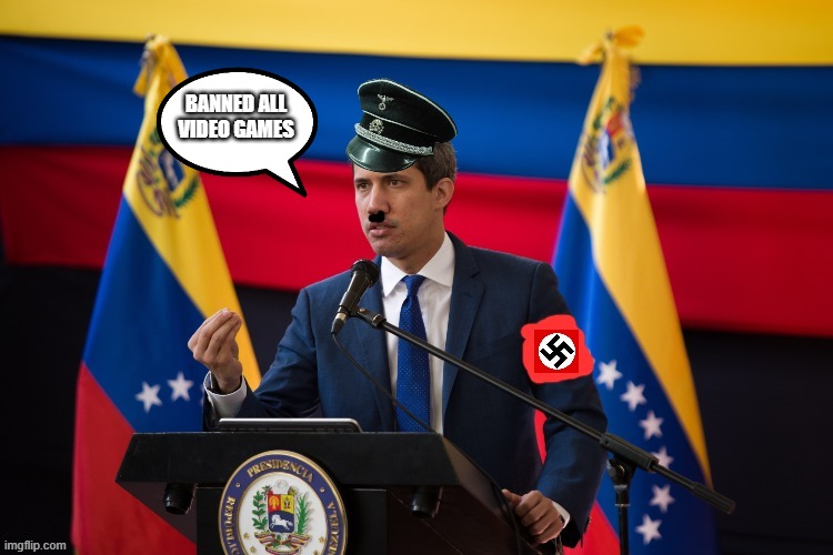venezuela leader is own Swastika | BANNED ALL VIDEO GAMES | image tagged in google | made w/ Imgflip meme maker