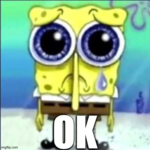 Sad Spongebob | OK | image tagged in sad spongebob | made w/ Imgflip meme maker