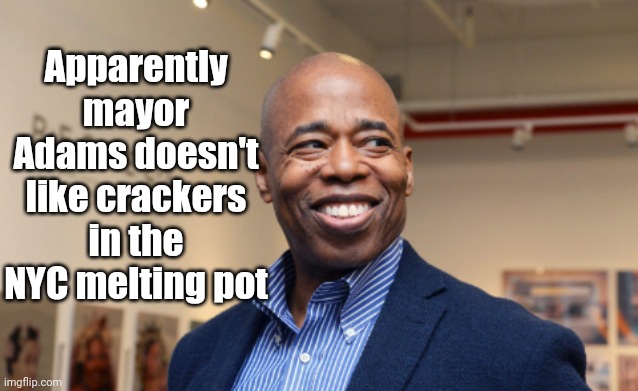 Apparently mayor Adams doesn't like crackers in the NYC melting pot | made w/ Imgflip meme maker
