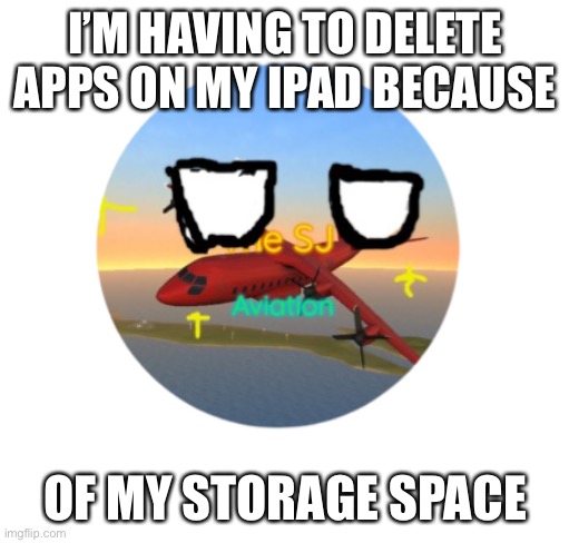 -_- | I’M HAVING TO DELETE APPS ON MY IPAD BECAUSE; OF MY STORAGE SPACE | image tagged in waaaa | made w/ Imgflip meme maker