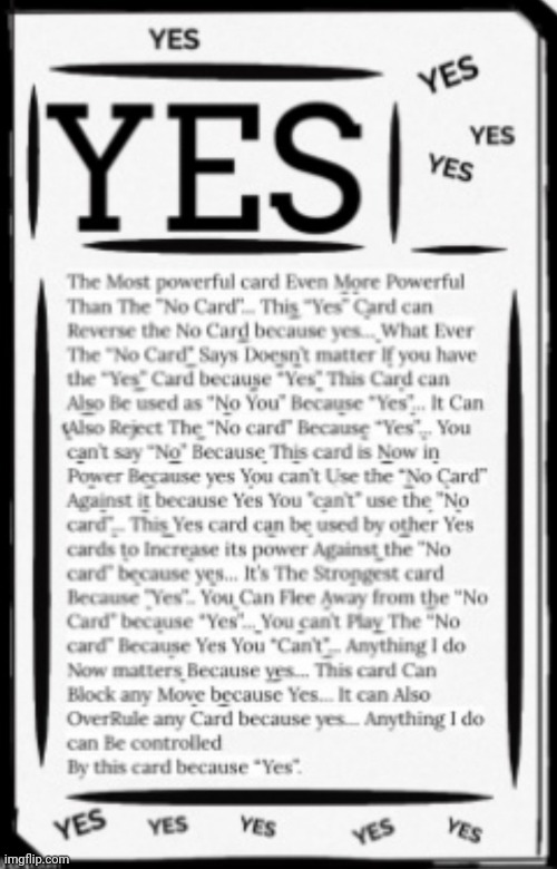 Yes reverse card | image tagged in yes reverse card | made w/ Imgflip meme maker