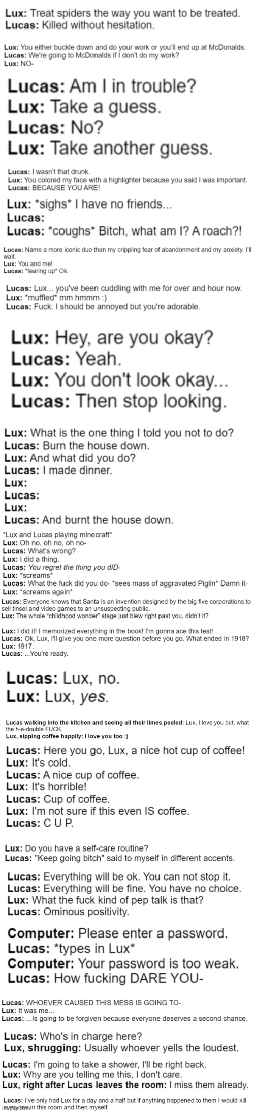 Casual conversations between Lux and Lucas, part 3(some shipping and finale) | made w/ Imgflip meme maker
