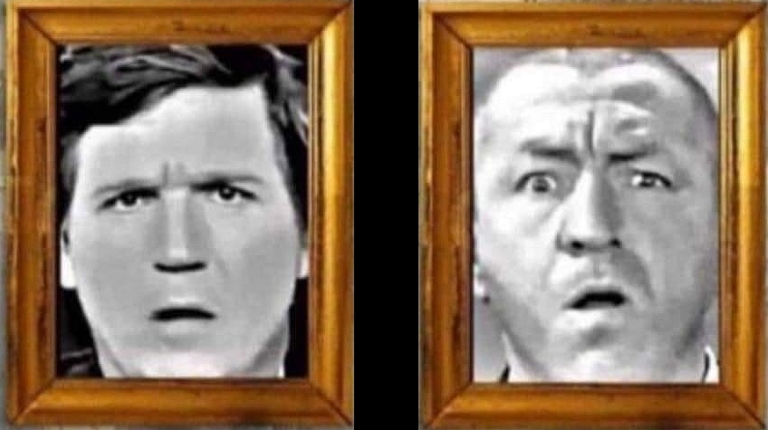 Tucker Carlson Curly Howard Three Stooges separated at birth? Blank Meme Template