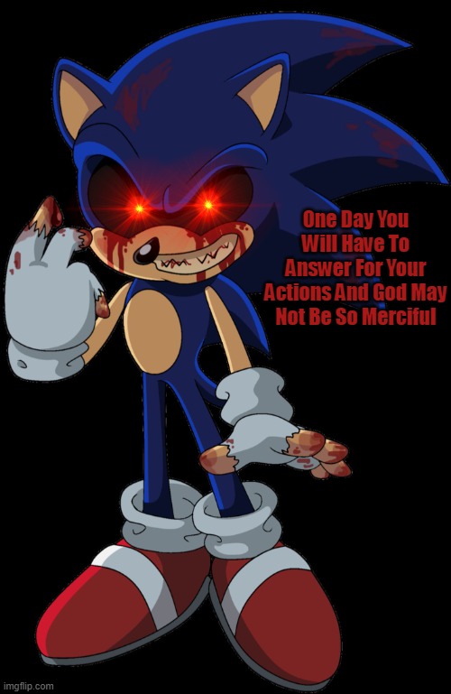 One Day You Will Have To Answer For Your Actions | One Day You Will Have To Answer For Your Actions And God May Not Be So Merciful | image tagged in sonic exe found you | made w/ Imgflip meme maker