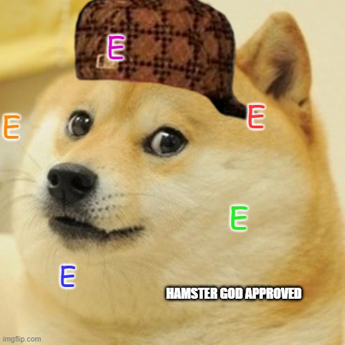 Doge Go E | E; E; E; E; E; HAMSTER GOD APPROVED | image tagged in memes,doge | made w/ Imgflip meme maker